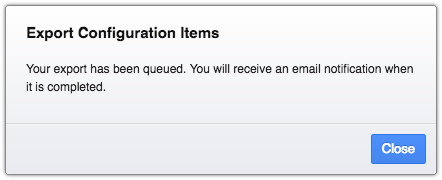 Export has been queued dialog window