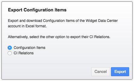 Export dialog window