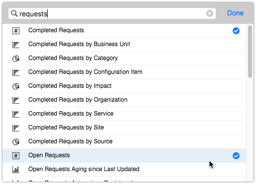 Selecting the reports for a dashboard