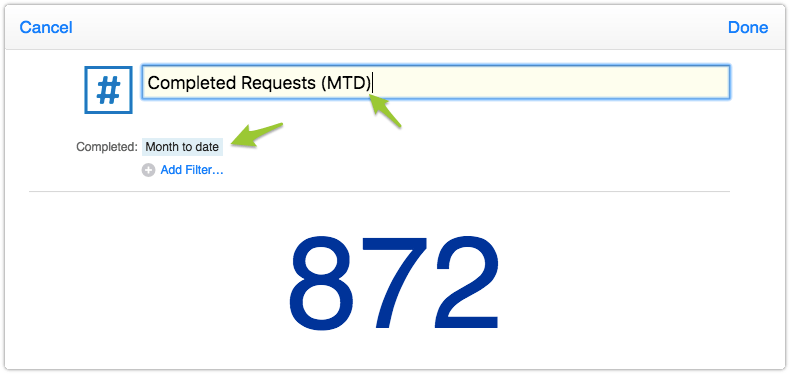 Adjusting the name and filter of a report on the dashboard