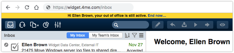 Your out of office is still active warning