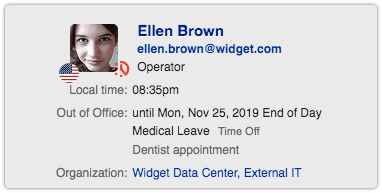 Person preview with out of office information