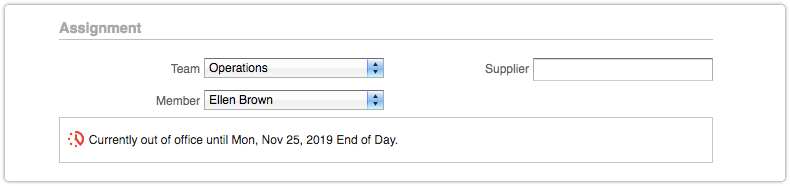 Warning member is out of office