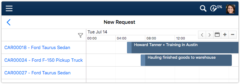 Reservations calendar after zooming in