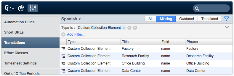 Translate custom collection elements