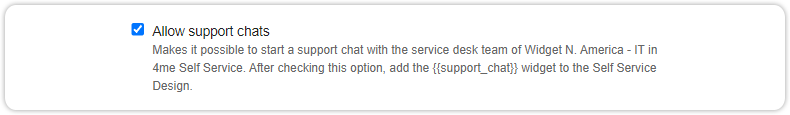 Support chat settings