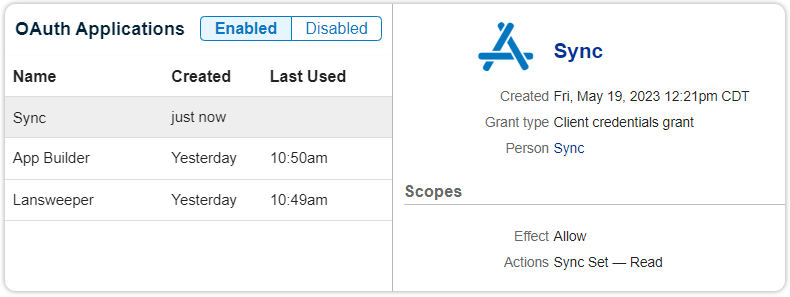 Oauth sync