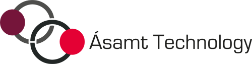 A black and red logo with the words asant technology