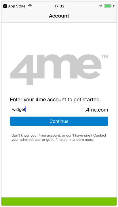 Enter your 4me account to get started