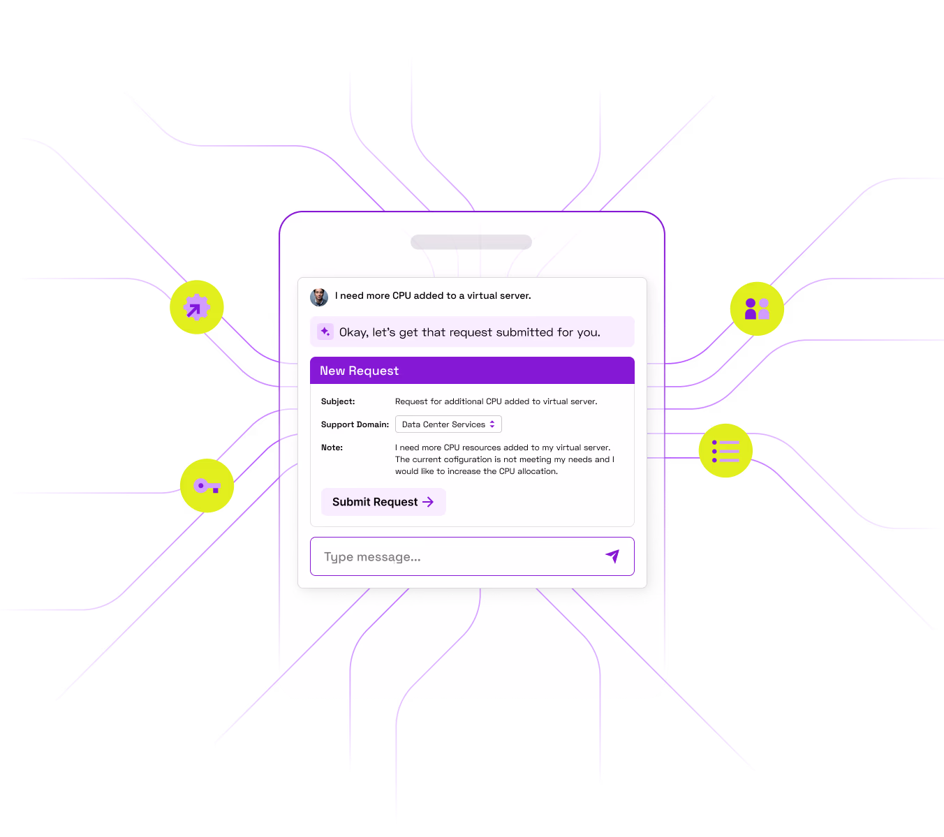 A cell phone showing a virtual agent answering a users request on a cell phone