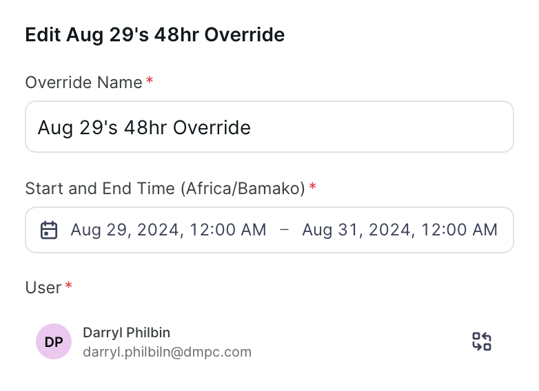 on call schedule override