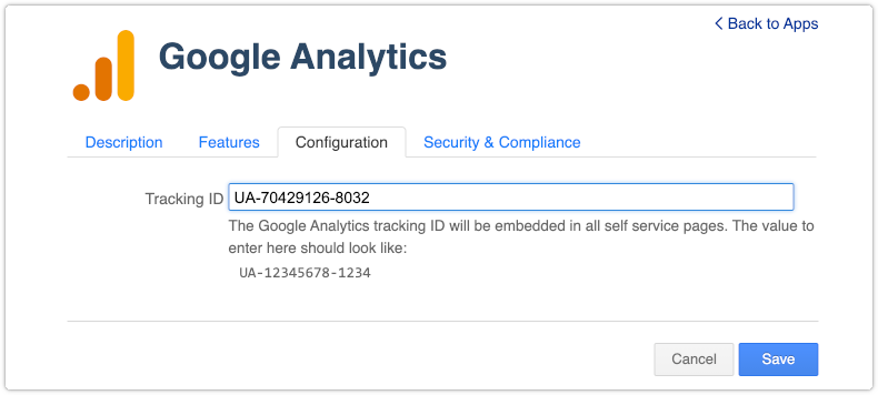 Configuration of Google Analytics for 4me Self Service