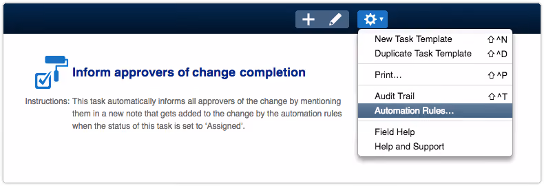 Add automation rule to task template