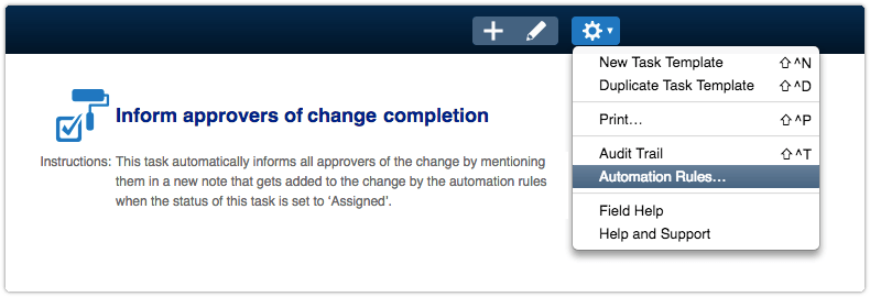 Add automation rule to task template