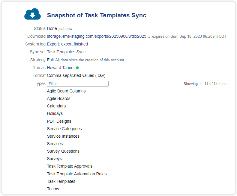 Sync task templates