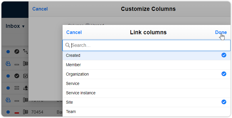 A computer screen with a link column on it