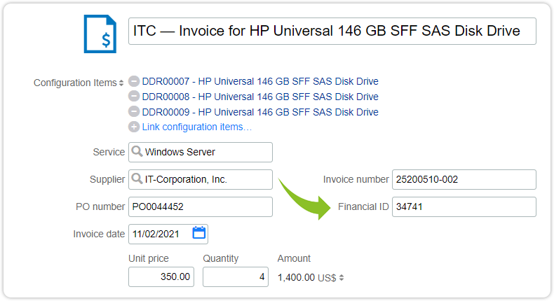 Invoice financial id