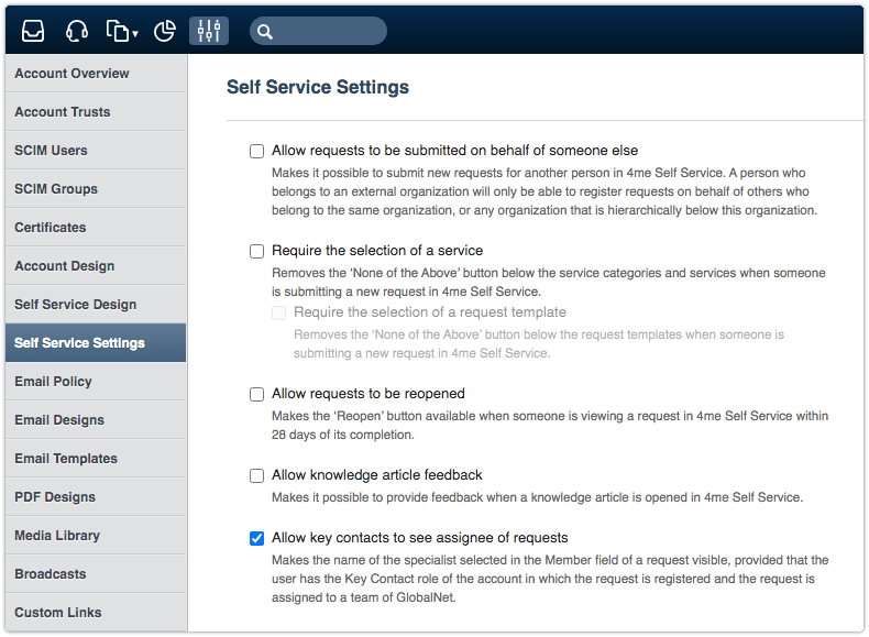 Self Service Settings option - Allow key contacts to see assignee of requests
