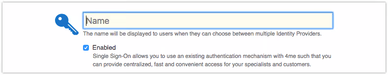 Single sign-on configuration Name field