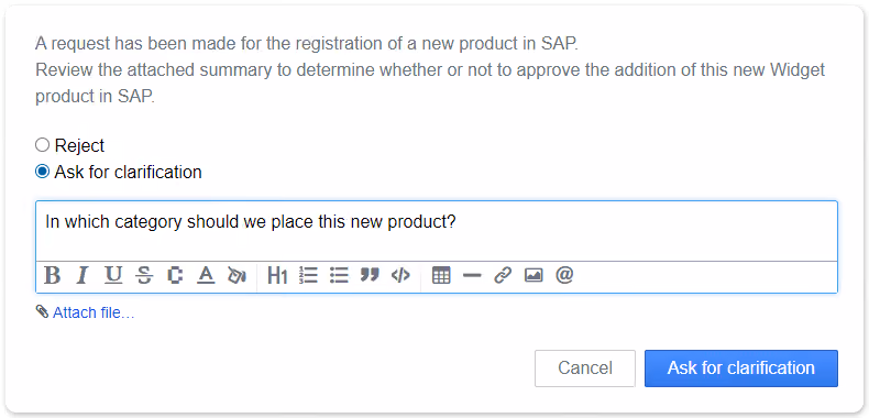 Clarification approval
