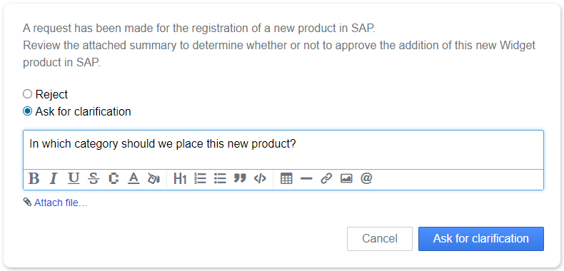 Clarification approval