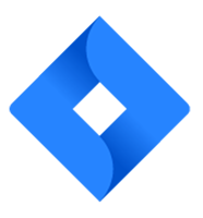 A blue logo with a black background