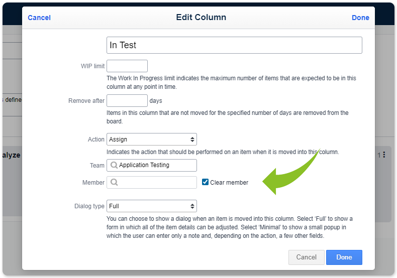 Agile column clear member