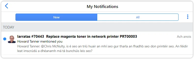 Auto translate irish my notifications