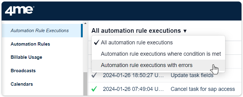 Automation rule executions