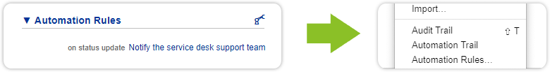 Automation rules in action menu