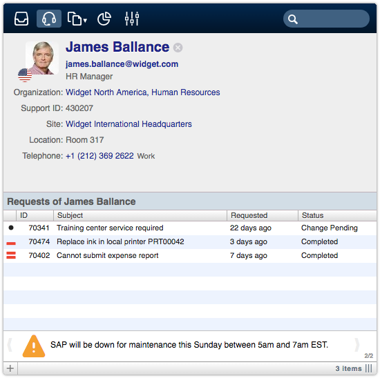 Broadcasts in Service Desk console