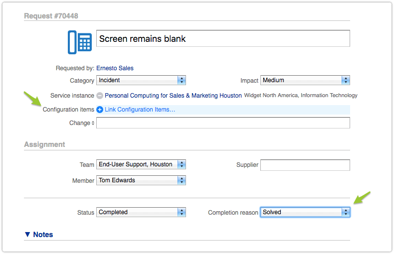 Required Configuration items field of complete request