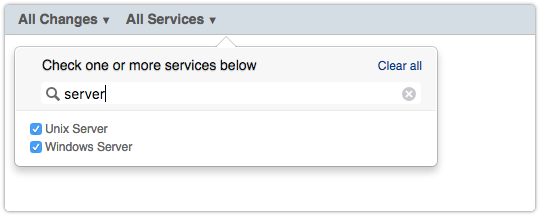 Search box to filter services