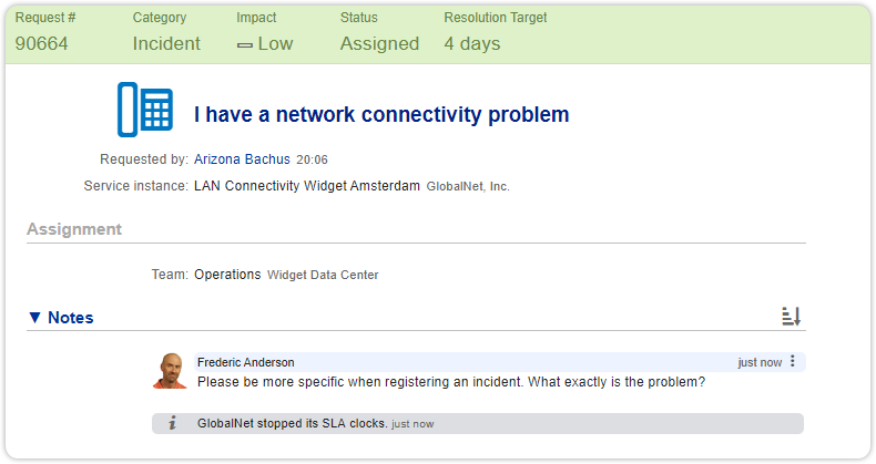 Clock stopped system note