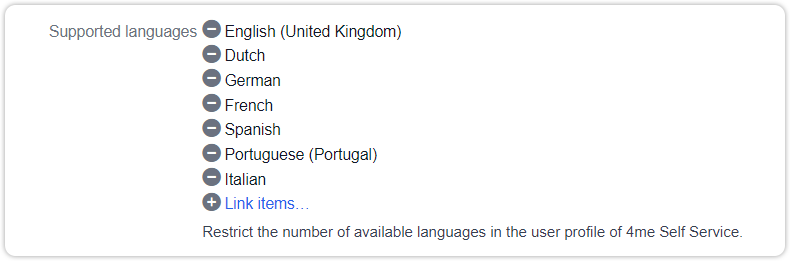 Supported languages self service