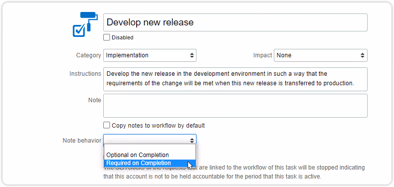 Implementation task template