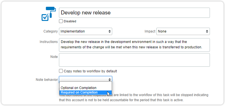 Implementation task template