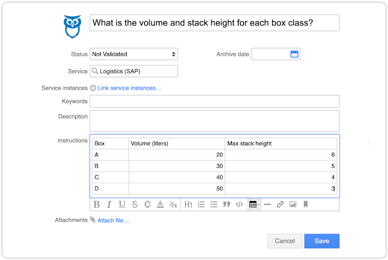 Excel sheet copied into knowledge article