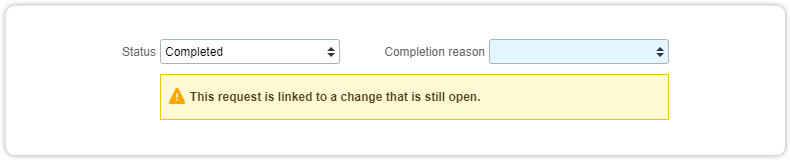 Warning request change open