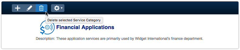 Delete the selected service category
