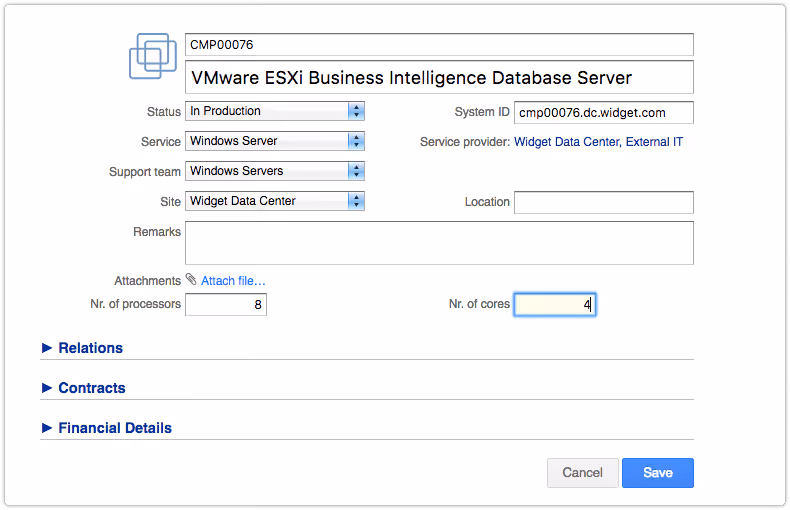 CI record - virtual machine