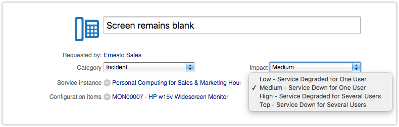 Category and Impact fields of request without description