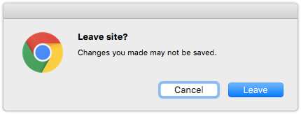 Leave this site pop-up dialog