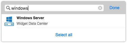 Selection of service for report filter