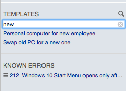 Request templates filtered in SHB