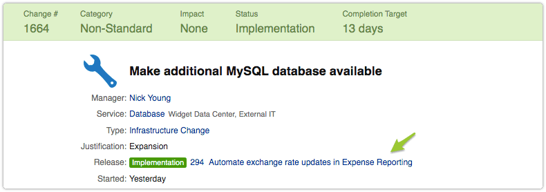 Release visible in change