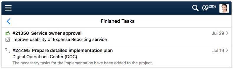 4me Self Service - Finished Tasks
