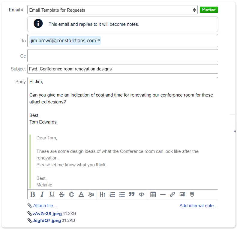 Forward email attachments