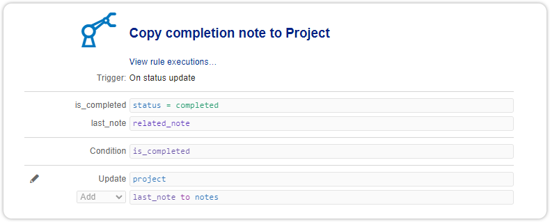 Automation rule project task