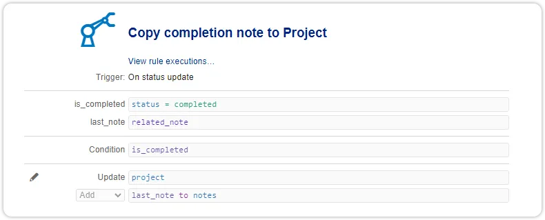 Automation rule project task